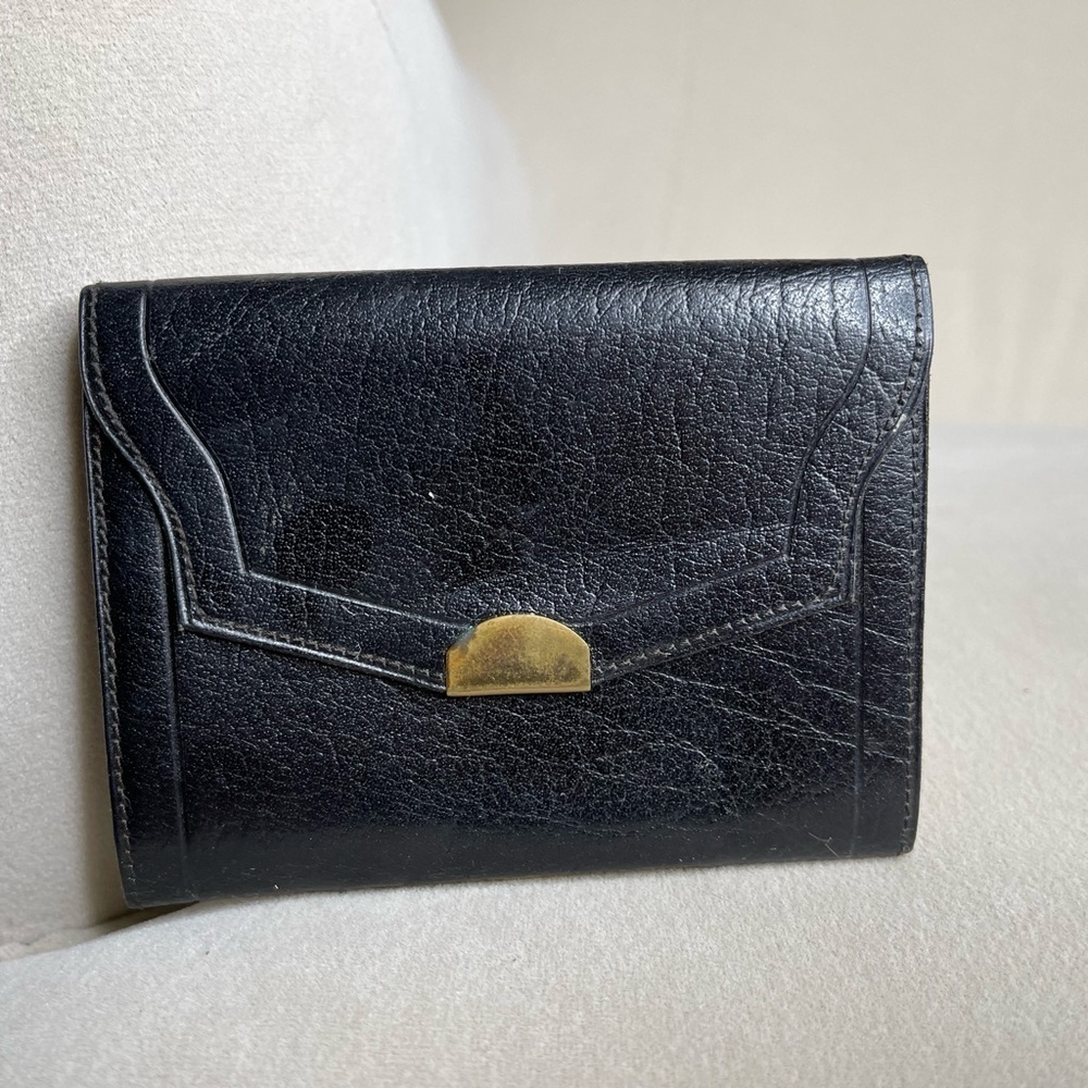 Vintage Handcrafted Black Buffalo Hide Leather Bi-Fold Picture Holder